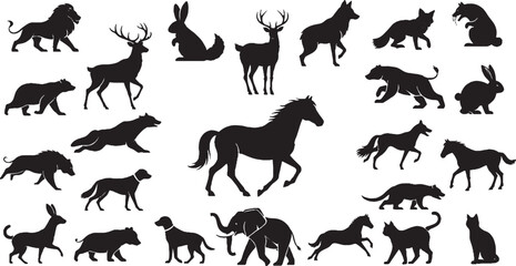 Naklejka premium Horse silhouettes vector collection set