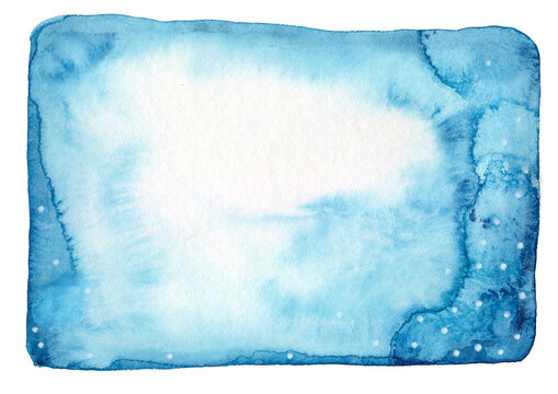 Abstract blue watercolor background with frame and copy space