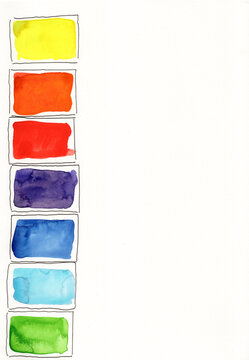 Abstract watercolor rectangles in vibrant colors with copy space