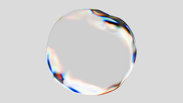 Glossy 3d rendered glass bubble with reflection and refraction