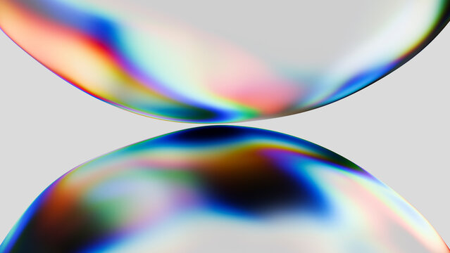 Abstract 3d rendering of glass bubbles with colorful reflections