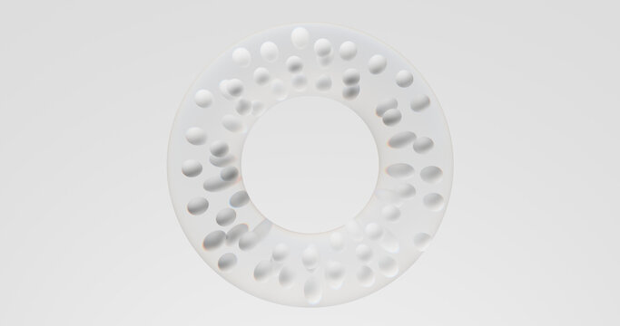 3d render of transparent glass ring with bubble pattern and clarity