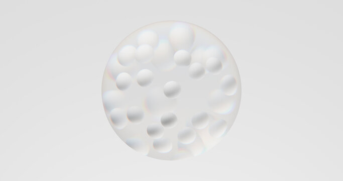 3d rendered transparent glass sphere with abstract geometric pattern