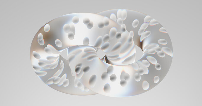 3d geometric glass loop with bubble pattern and transparency