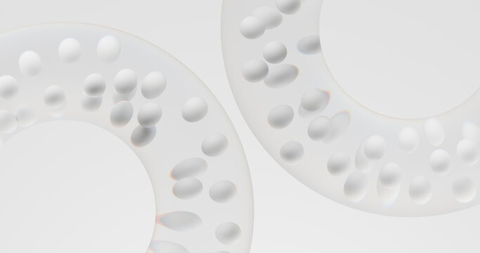 Abstract 3d rendered circles with transparent glass bubbles pattern
