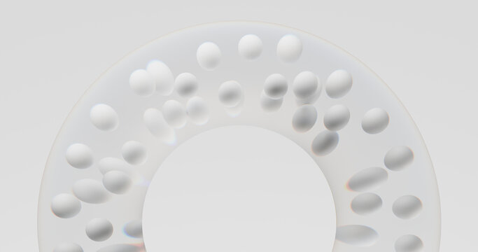 3d rendering of glass bubble pattern with refraction and transparency