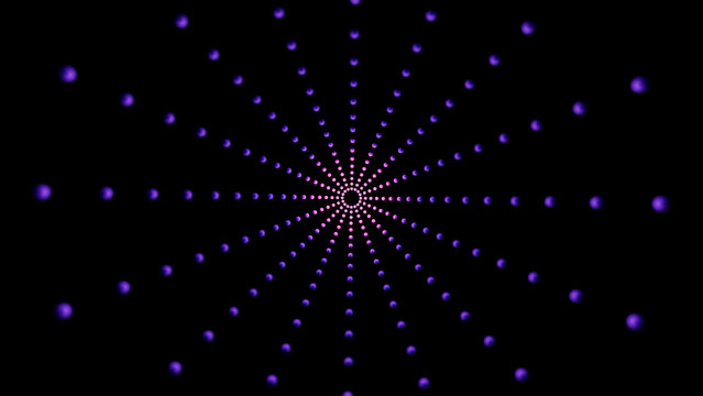 3d rendering of abstract purple dot pattern with symmetry and illusion
