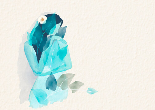 Abstract blue watercolor illustration evoking inner peace and harmony