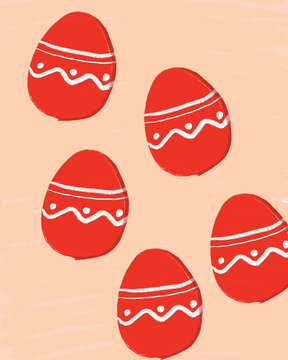 Cute decorated Easter egg illustration with pattern and copy space