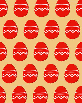 Seamless pattern of red decorated Easter eggs illustration