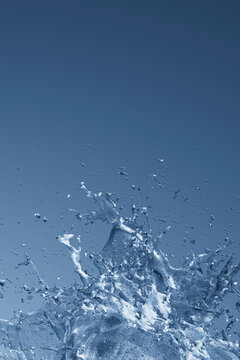 3d blue water splash in motion with abstract fluid shapes