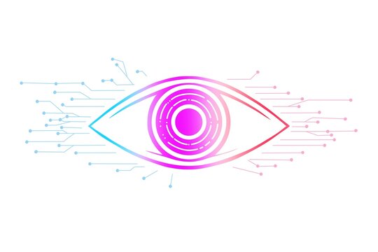 Abstract digital eye symbolizing innovation data protection and connectivity