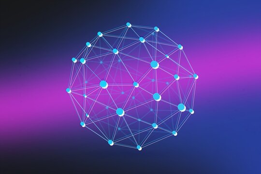 Abstract network sphere with neon gradient representing digital connectivity