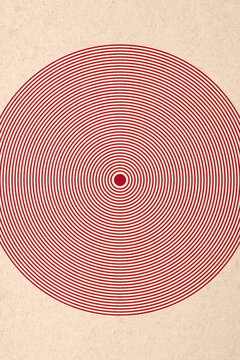 Red concentric circle pattern illustration with vintage texture
