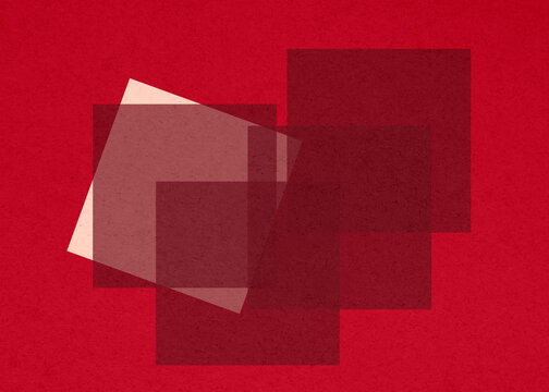 Abstract red geometric illustration with layered squares and texture