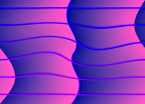 Abstract vaporwave wave illustration with purple pink and blue lines