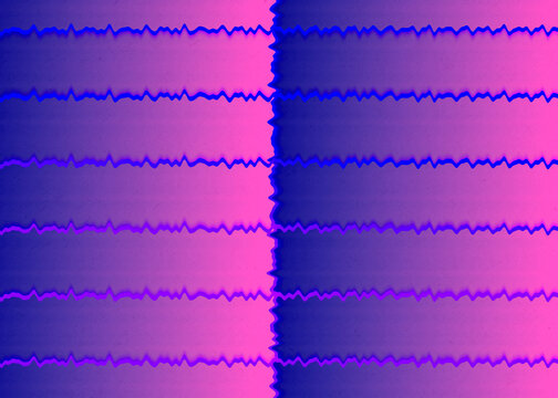 Abstract vaporwave illustration with purple and pink zigzag grid background