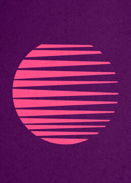 Retro vintage geometric sphere illustration with layered effect