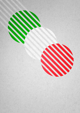 Italian flag inspired geometric illustration with circles and stripes