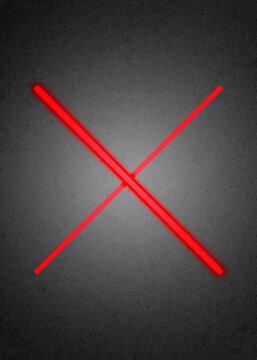 Red glowing cross illustration on textured minimal background