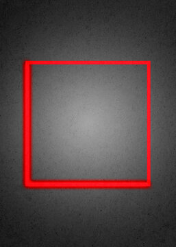 Glowing red geometric square on textured minimal background