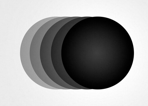 Minimal black gradient sphere illustration with layered fading circles
