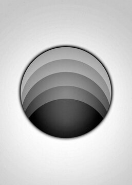 Minimal gradient sphere illustration with black and grey texture