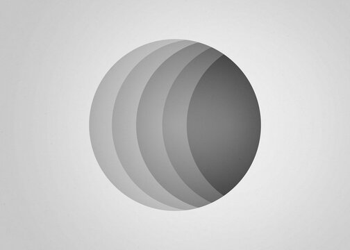 Minimal grey sphere illustration with fading gradient texture