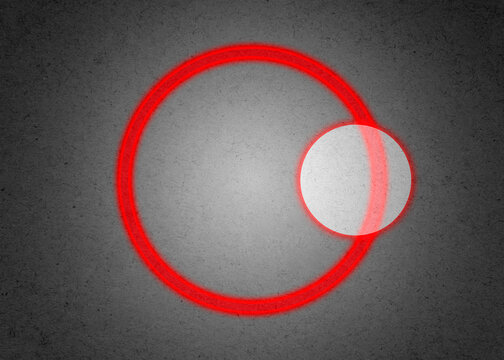 Glowing red circle illustration with grunge textured background