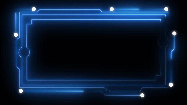 Abstract background of technology HUD or Head-Up Display frame isolated on black background. 4k animation video. ...