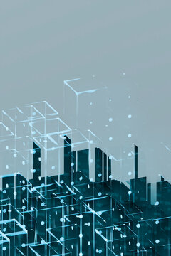 Abstract digital network cubes illustrating technology innovation