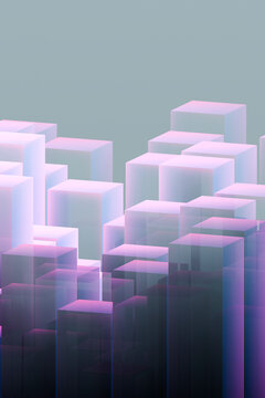 Abstract digital cubes representing data network and connection