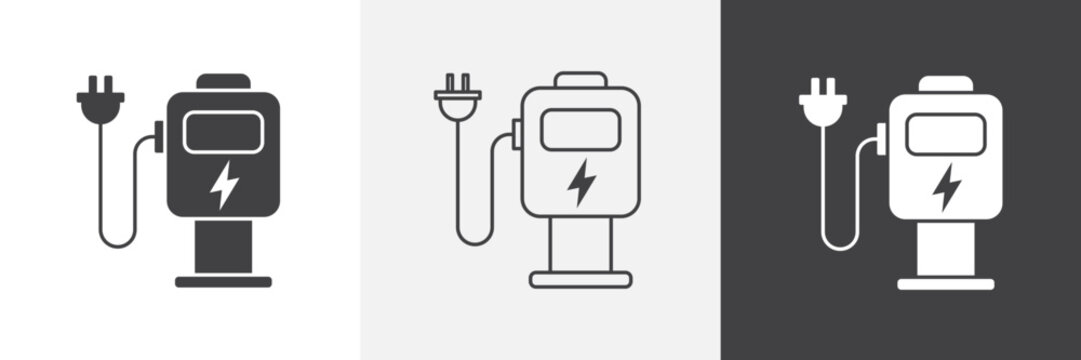 Charging station icon element for design projects and web designs