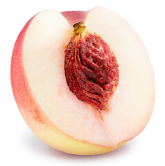 Peach fruit isolated on white background, Fresh Peach on White Background With clipping path.