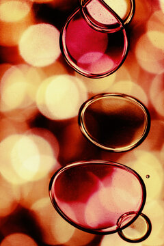 Abstract colorful bubbles with bokeh and glowing spherical shapes