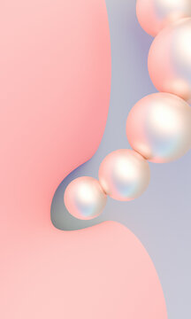 Minimalist pastel render with abstract pearl composition and soft colors