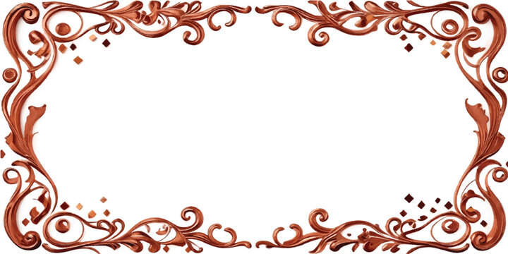 Vintage vector design featuring an ornate red frame with gold floral ornaments and baroque swirl decorations for a decorative wedding invitation border