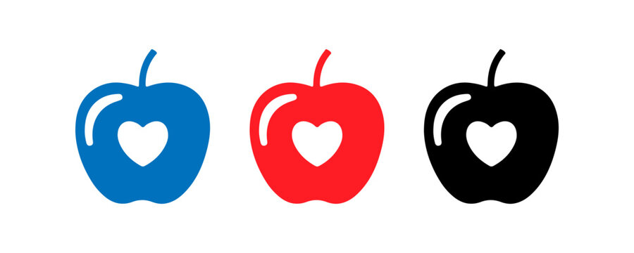 Apples with heart shapes in different colors
