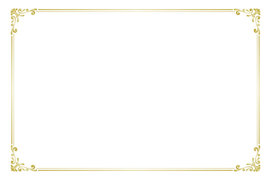 A single European antique frame placed on a white background, vintage frame background material, gold decoration graphic material, background transparent vector design illustration
