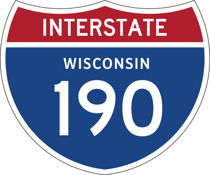 Interstate 190 Wisconsin US I-190 Highway Route Shield Badge Vector