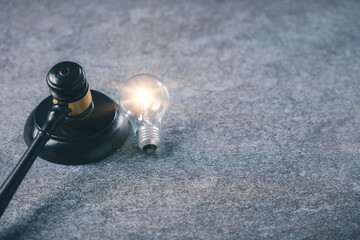 Compliance light risk bulb legal management concept idea officer business collage displays judge...