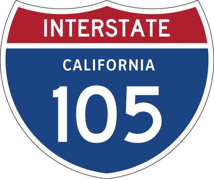 Interstate 105 California US I-105 Highway Route Shield Badge Vector