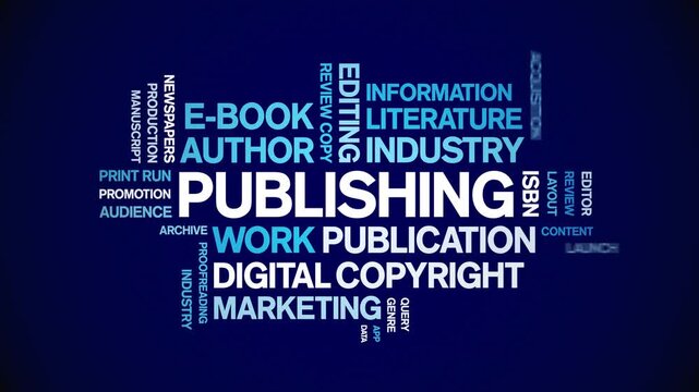 Publishing animated word cloud-text design animation tag kinetic typography seamless loop.