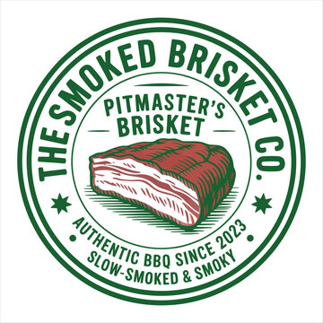 The Smoked Brisket Co. logo with brisket illustration Keywords: logo, brisket, smoked, BQ