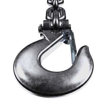Heavy-duty metal chain with robust clevis grab hook, designed for industrial lifting, towing, and securing. Strong links emphasize durability, reliability, and mechanical strength in heavy operatio