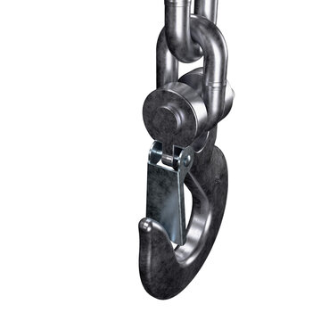 Heavy-duty metal chain with robust clevis grab hook, designed for industrial lifting, towing, and securing. Strong links emphasize durability, reliability, and mechanical strength in heavy operatio
