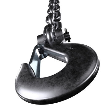 Heavy-duty metal chain with robust clevis grab hook, designed for industrial lifting, towing, and securing. Strong links emphasize durability, reliability, and mechanical strength in heavy operatio