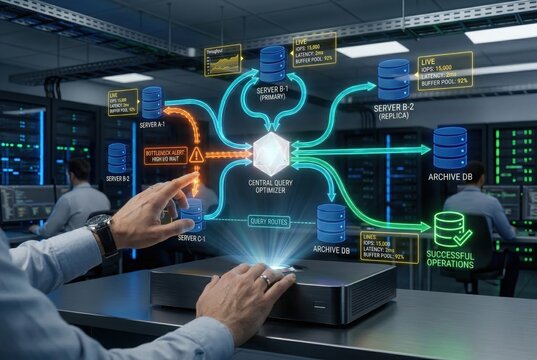 Holographic Database Management System Interface - Enterprise SQL Query Optimization Platform with Performance Monitoring and Bottleneck Detection Analytics
