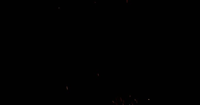 Slow Motion of Fire With Sparks Isolated on Black Background. Filmed on High Speed Cinema Camera, 1000 fps.