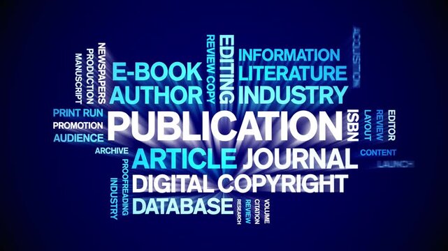 Publication animated word cloud-text design animation tag kinetic typography seamless loop.